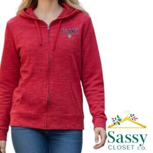 New Era Atlanta United Red Heathered Full Zip Hoodie Women’s L NWOT